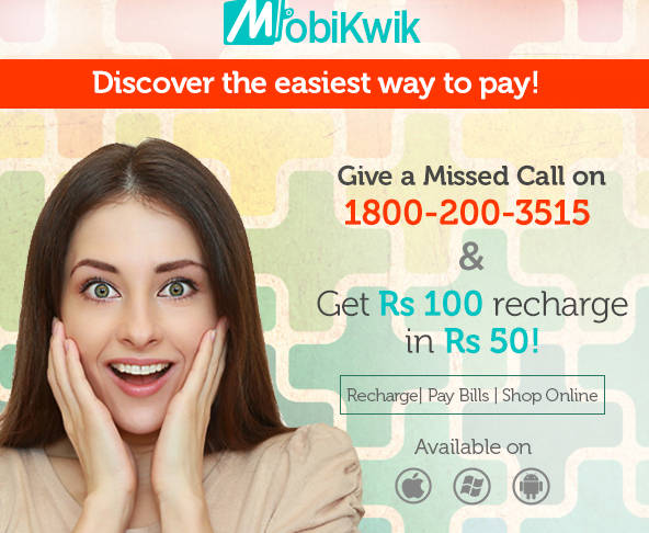 Fabulous Mobikwik Recharge Offer Get Rs.50 FREE on 50
